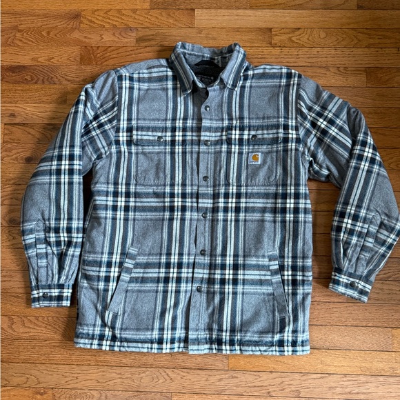 Carhartt flannel Sherpa plaid jacket size large relaxed men’s men - Picture 1 of 10